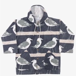 Vintage Canvas Hooded Seagull Bird Print Jacket by Michigan Rag Co. (big fit)